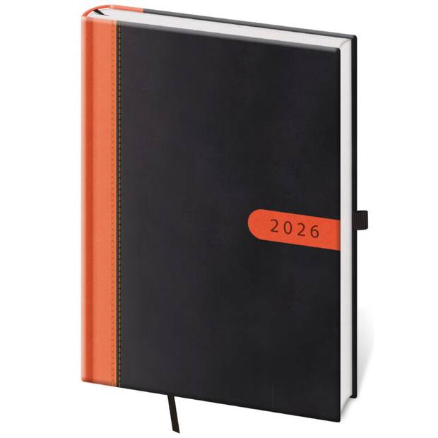 Týdenní diář A5 Bora černo/oranžový, 2026 Týdenní diář A5 Bora černo/oranžový, 2026