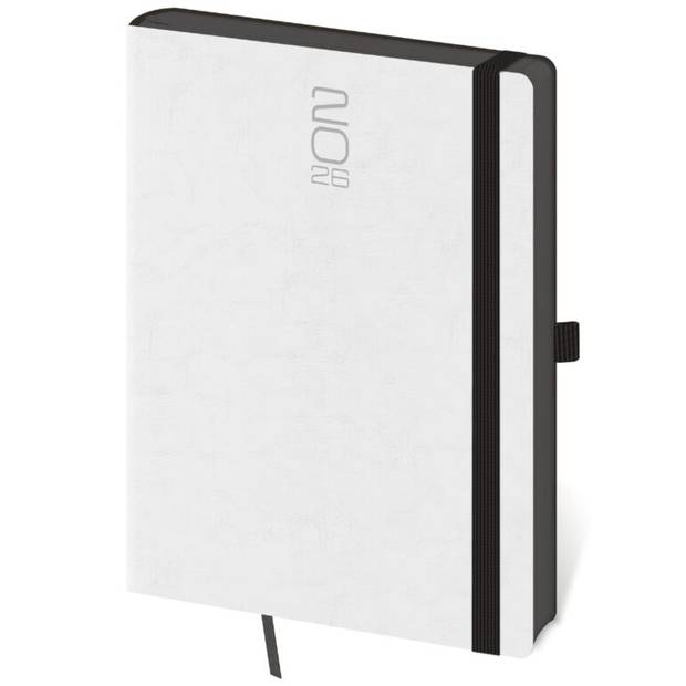 Týdenní diář A5 Memory bílý s gumičkou, 2026 Týdenní diář A5 Memory bílý s gumičkou, 2026