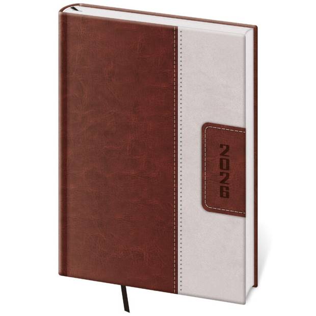 Týdenní diář A5 Classic hnědo/béžový, 2026 Týdenní diář A5 Classic hnědo/béžový, 2026