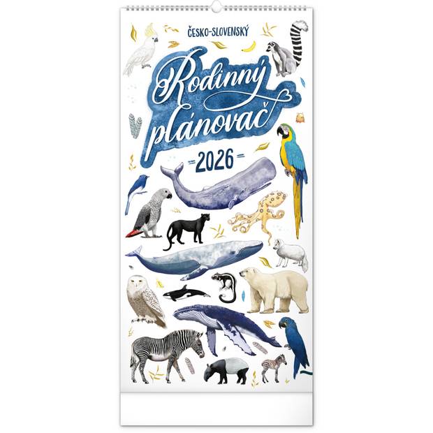 NOTIQUE Nástěnný kalendář Rodinný plánovací Animalium CZ/SK 2026, 21 x 42 cm NOTIQUE Nástěnný kalendář Rodinný plánovací Animalium CZ/SK 2026, 21 x 42 cm