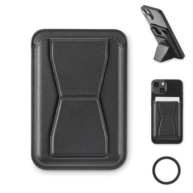 Magnetické PU pouzdro na karty, černá Magnetické PU pouzdro na karty, černá