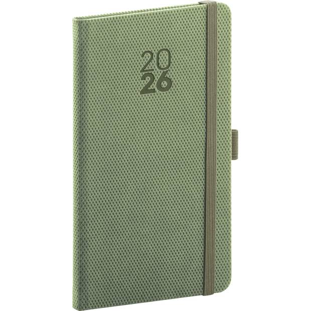 NOTIQUE Kapesní diář Diamante 2026, olivový, 9 x 15,5 cm NOTIQUE Kapesní diář Diamante 2026, olivový, 9 x 15,5 cm