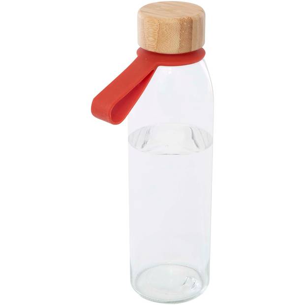 Skleněná láhev na vodu Porto 500 ml, silikonovou rukojetí a bambusovým víčkem, červená Brick Skleněná láhev na vodu Porto 500 ml, silikonovou rukojetí a bambusovým víčkem, červená Brick