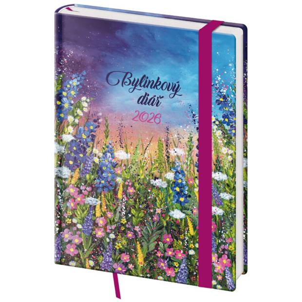 Týdenní diář B6 Bylinkový Meadow s gumičkou, 2026 Týdenní diář B6 Bylinkový Meadow s gumičkou, 2026