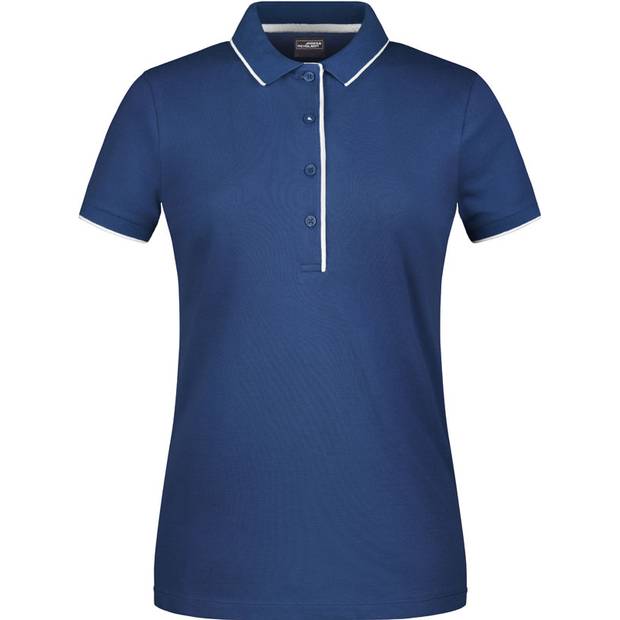 James & Nicholson | JN 727, Dámské piqué polo s légou, modrá navy - bílá, XL James & Nicholson | JN 727, Dámské piqué polo s légou, modrá navy - bílá, XL