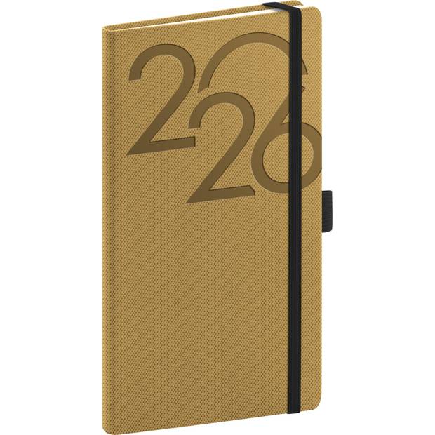 NOTIQUE Kapesní diář Ajax 2026, zlatý, 9 x 15,5 cm NOTIQUE Kapesní diář Ajax 2026, zlatý, 9 x 15,5 cm