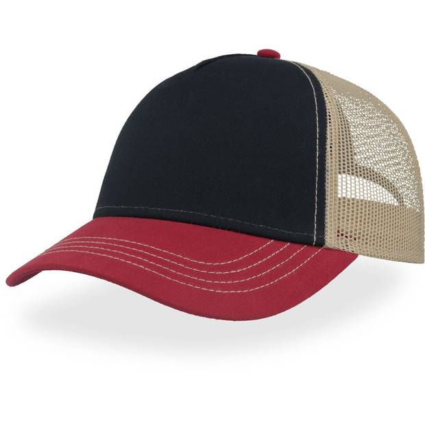 Atlantis | Rapper Canvas-S, 5 panelová Trucker kšiltovka, modrá Navy - červená Burgundy - hnědá Khak Atlantis | Rapper Canvas-S, 5 panelová Trucker kšiltovka, modrá Navy - červená Burgundy - hnědá Khak