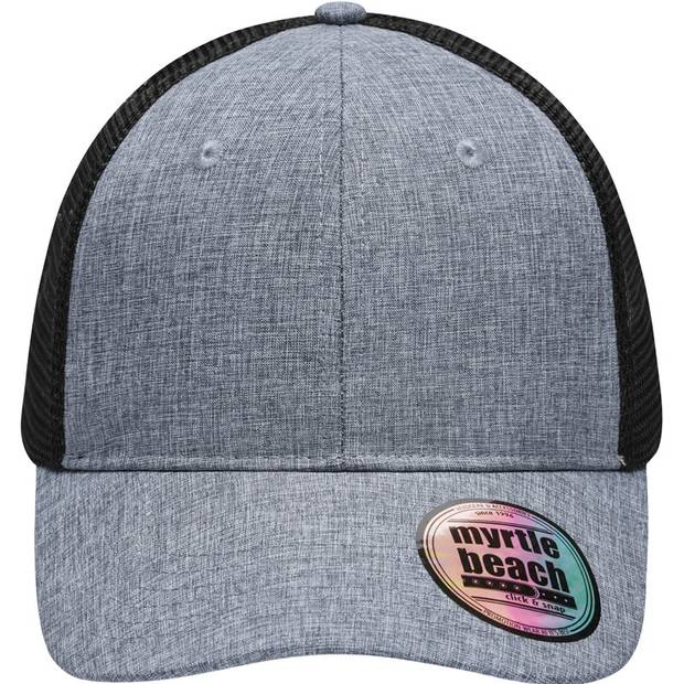 Myrtle Beach | MB 6244, 6 panelová síťovaná kšiltovka, šedá Melange - černá Myrtle Beach | MB 6244, 6 panelová síťovaná kšiltovka, šedá Melange - černá