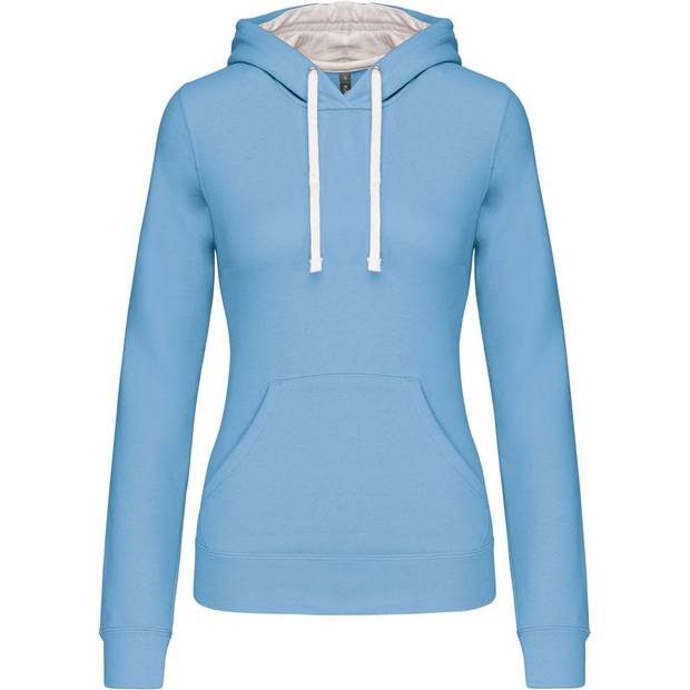Kariban | K465, Dámská mikina s kontrastní kapucí, modrá Sky - bílá, XXL Kariban | K465, Dámská mikina s kontrastní kapucí, modrá Sky - bílá, XXL