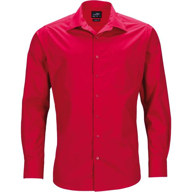 James & Nicholson | JN 642, Popelínová business košile s dl. rukávem, červená, 4XL James & Nicholson | JN 642, Popelínová business košile s dl. rukávem, červená, 4XL