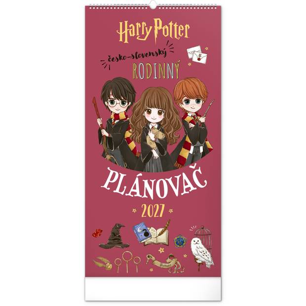 NOTIQUE Nástěnný kalendář Rodinný plánovací Harry Potter 2027, 21 x 42 cm NOTIQUE Nástěnný kalendář Rodinný plánovací Harry Potter 2027, 21 x 42 cm