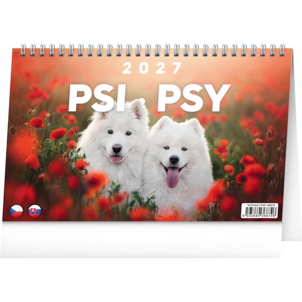 NOTIQUE Stolní kalendář Psi – Psy CZ/SK 2027, 23,1 x 14,5 cm NOTIQUE Stolní kalendář Psi – Psy CZ/SK 2027, 23,1 x 14,5 cm