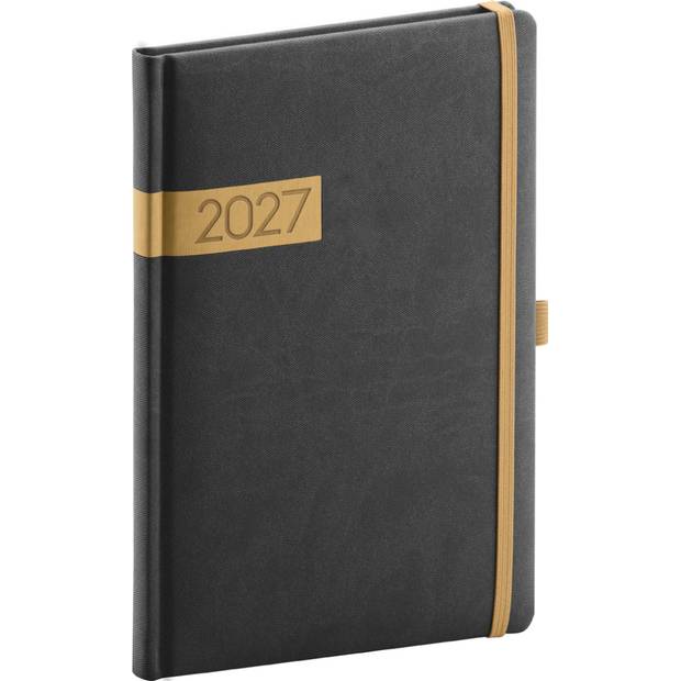NOTIQUE Týdenní diář Twill 2027, černo-zlatý, 15 x 21 cm NOTIQUE Týdenní diář Twill 2027, černo-zlatý, 15 x 21 cm