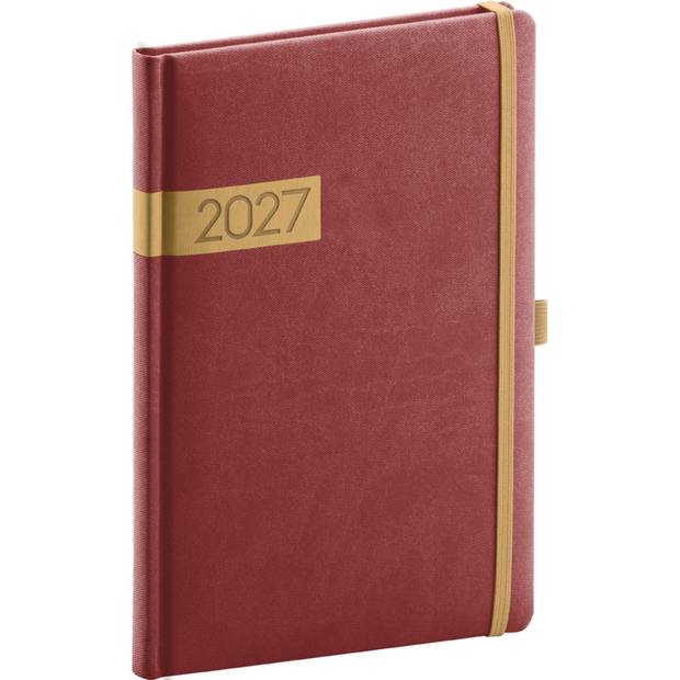 NOTIQUE Týdenní diář Twill 2027, bordó-zlatý, 15 x 21 cm NOTIQUE Týdenní diář Twill 2027, bordó-zlatý, 15 x 21 cm