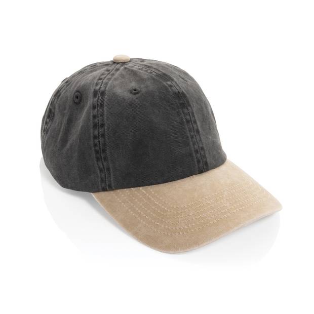 Dvoubarevná kšiltovka BEAU AWARE™ Washed, 6 panelů, 270 g/m², černá Dvoubarevná kšiltovka BEAU AWARE™ Washed, 6 panelů, 270 g/m², černá