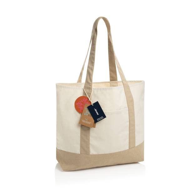 SHOP LOCAL AWARE™ recyklovaná bavlněná taška tote s gramáží, bílá Off SHOP LOCAL AWARE™ recyklovaná bavlněná taška tote s gramáží, bílá Off