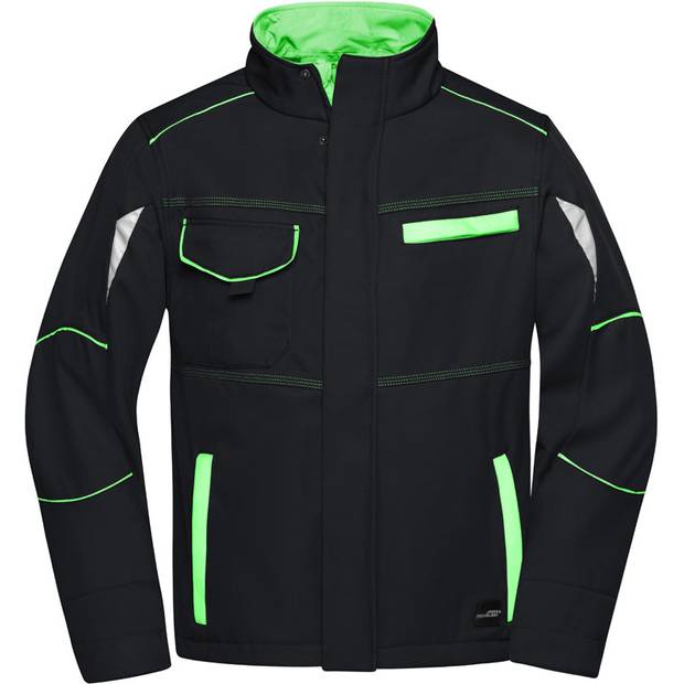 James&Nicholson | JN851, Prac.letní softshell bunda-Color, černá-zelená Lime, XL James&Nicholson | JN851, Prac.letní softshell bunda-Color, černá-zelená Lime, XL