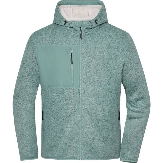 Daiber | JN1874, Pletená fleece bunda, zelená Fogg Mel.-bílá Nature, XS Daiber | JN1874, Pletená fleece bunda, zelená Fogg Mel.-bílá Nature, XS