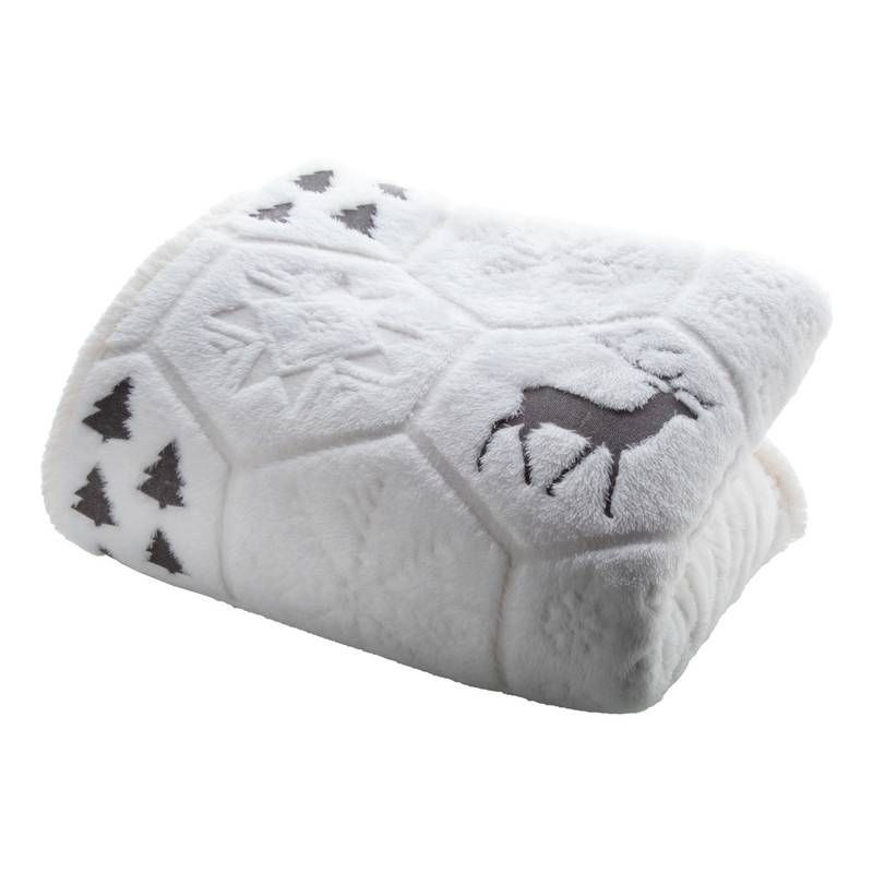 Sundborn luxusná fleecová vianočná deka, bielo-sivý motív