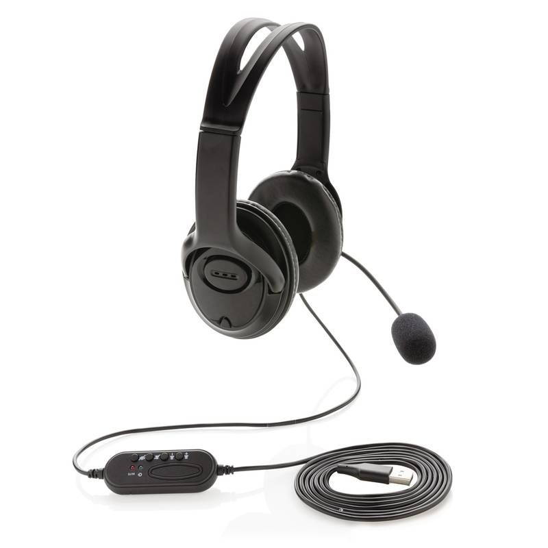 Kancelářský headset s mikrofonem, černá Kancelářský headset s mikrofonem, černá