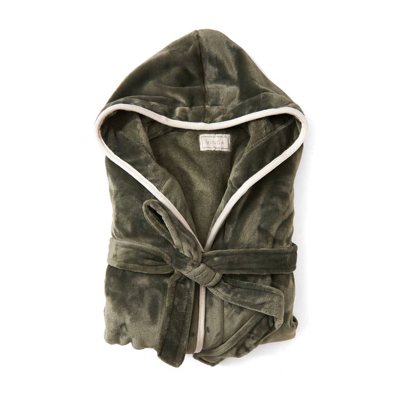 Luxusný župan VINGA Louis z plyšového materiálu RPET, sivá Luxusný župan VINGA Louis z plyšového materiálu RPET, sivá