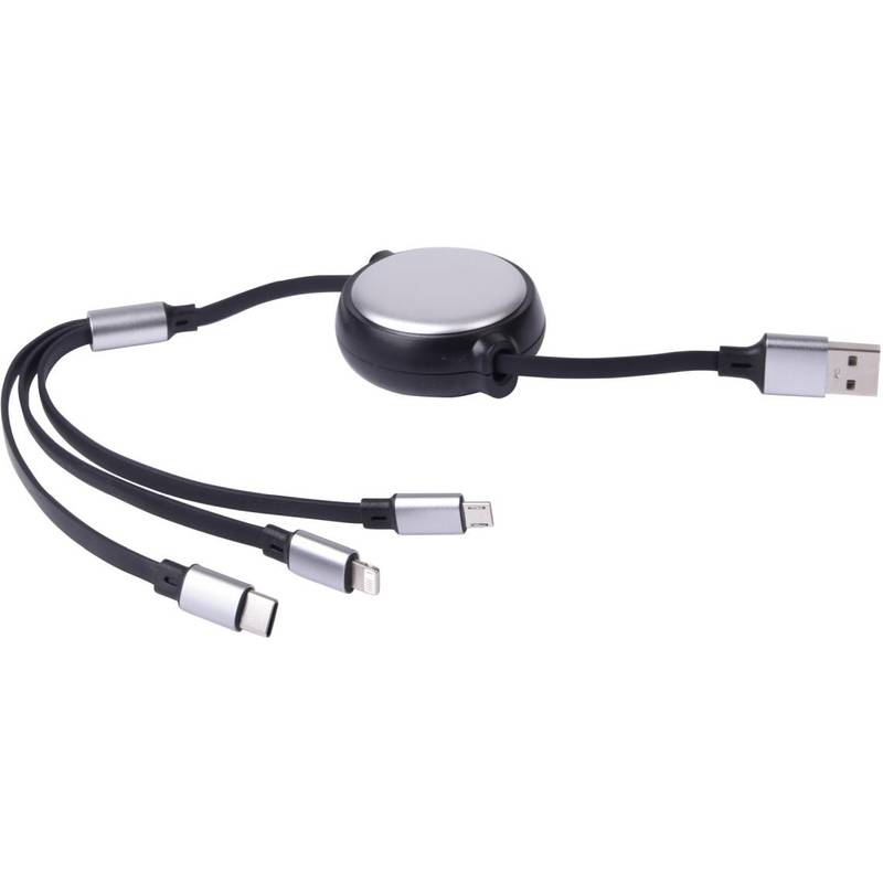 Nabíjecí kabel 3 v 1 RETRACT, černá Nabíjecí kabel 3 v 1 RETRACT, černá