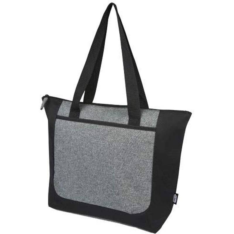 Dvojfarebná nákupná taška na zips Reclaim, čierna - sivá vresová Dvojfarebná nákupná taška na zips Reclaim, čierna - sivá vresová