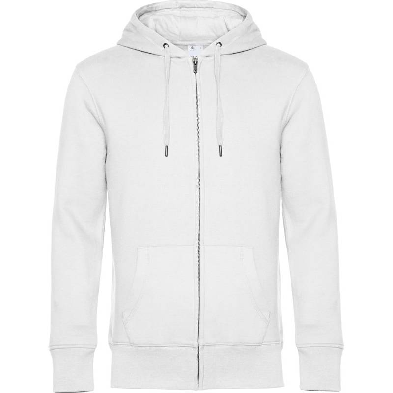 B&C | KING Zipped Hood, Pánska mikina s kapucňou, biela, XS B&C | KING Zipped Hood, Pánska mikina s kapucňou, biela, XS