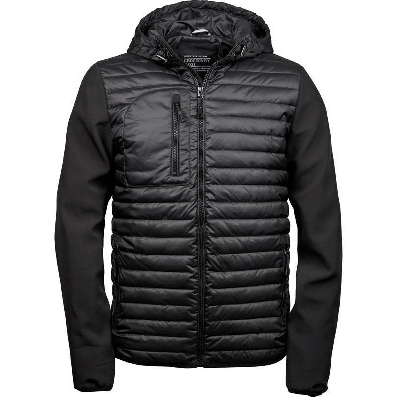 Tee Jays | 9628, Pánská bunda s kapucí Crossover, černá - černá, S Tee Jays | 9628, Pánská bunda s kapucí Crossover, černá - černá, S