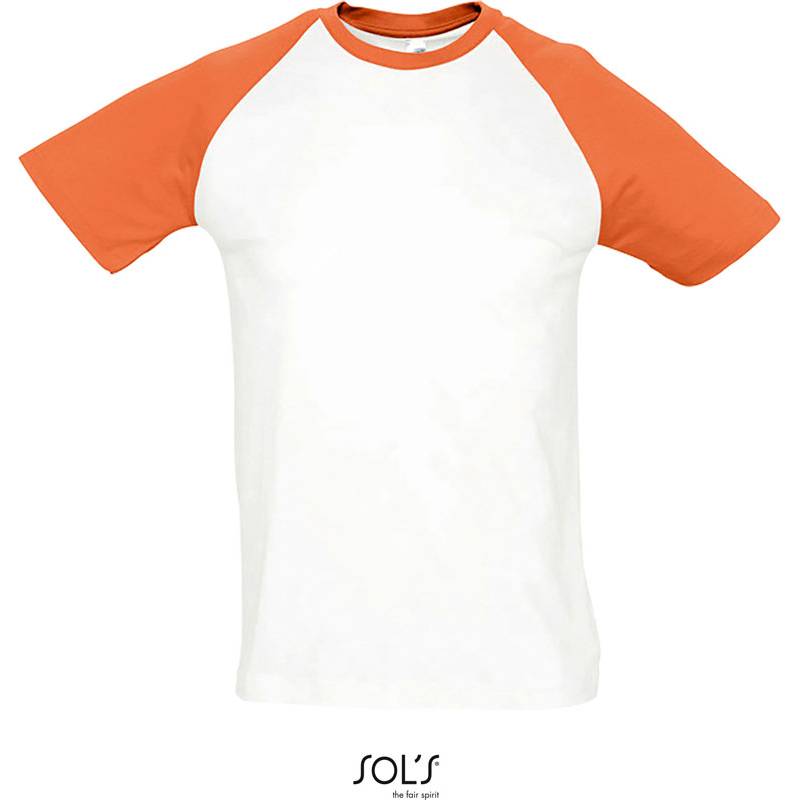 SOL'S | Funky, Pánské 2-barevné raglánové tričko, bílá - oranžová, S SOL'S | Funky, Pánské 2-barevné raglánové tričko, bílá - oranžová, S