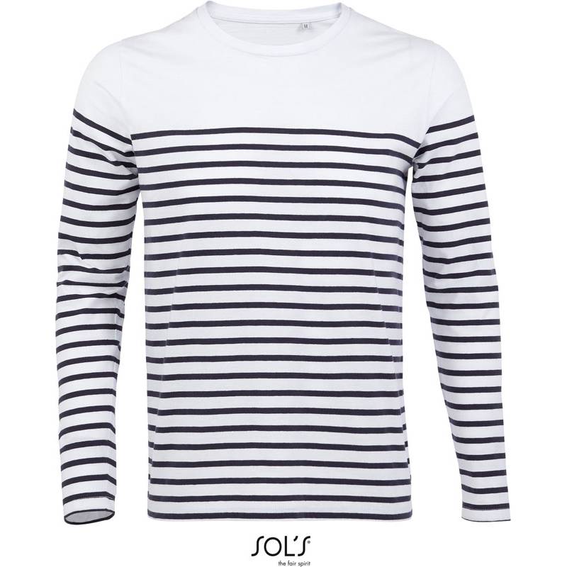SOL'S | Matelot LSL Men, Pánske tričko s dl. rukávom, biela - modrá n., S SOL'S | Matelot LSL Men, Pánske tričko s dl. rukávom, biela - modrá n., S