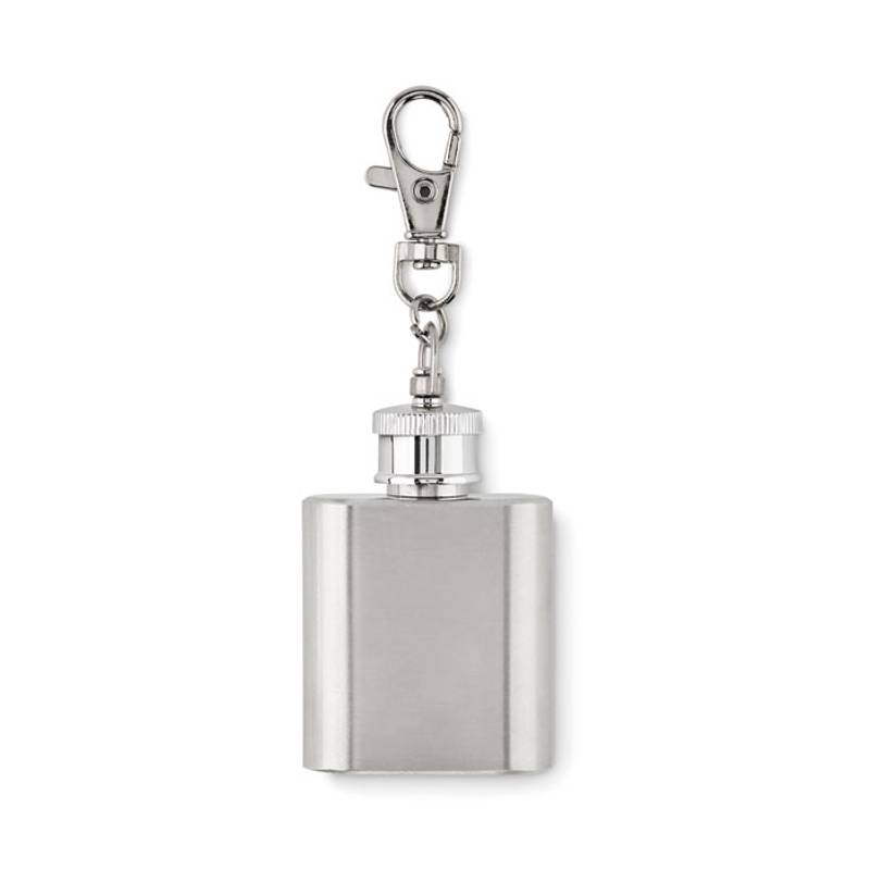 Přívěsek na klíče, placatka, šedá stříbrná Přívěsek na klíče, placatka, šedá stříbrná