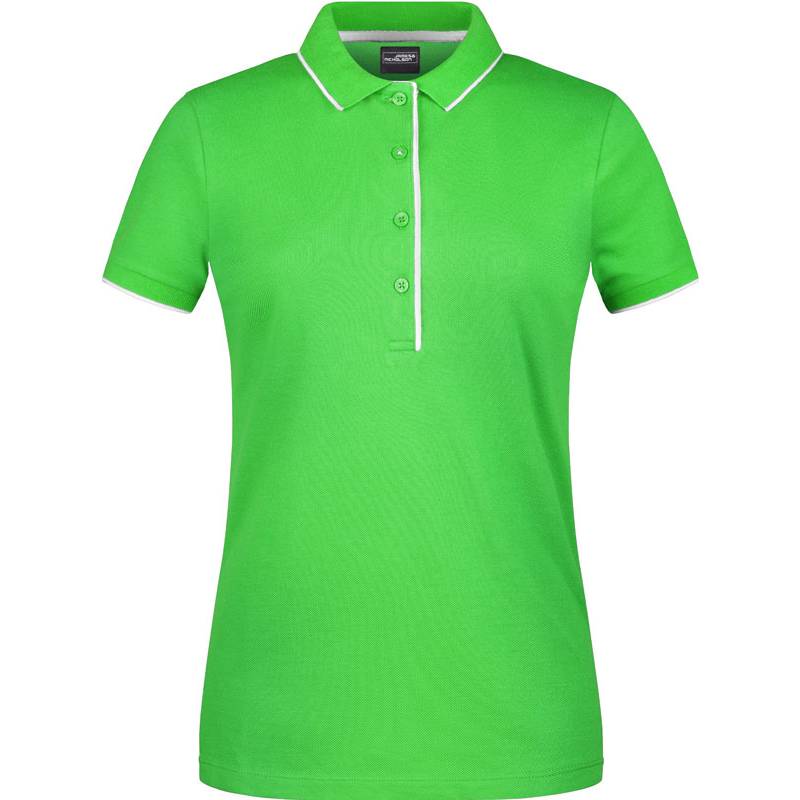 James & Nicholson | JN 727, Dámské piqué polo s légou, zelená frog - bílá, XS James & Nicholson | JN 727, Dámské piqué polo s légou, zelená frog - bílá, XS
