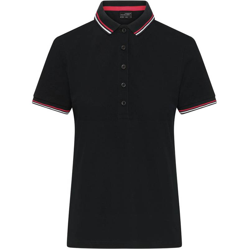 James & Nicholson | JN 1305, Dámské piqué polo, černá - bílá - červená, XS James & Nicholson | JN 1305, Dámské piqué polo, černá - bílá - červená, XS