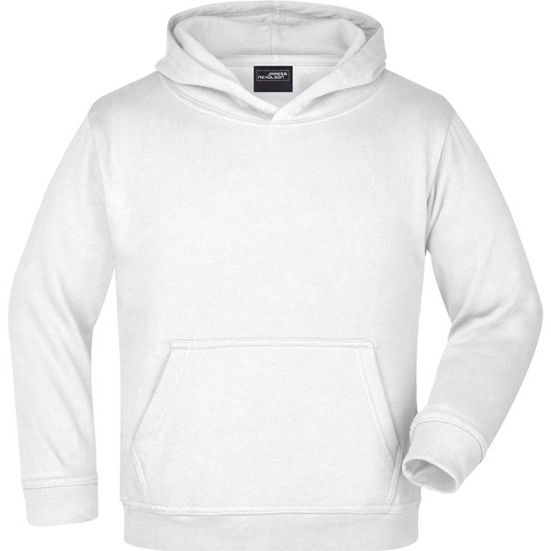 James & Nicholson | JN 47K, Dětská mikina s kapucí, bílá, XL James & Nicholson | JN 47K, Dětská mikina s kapucí, bílá, XL