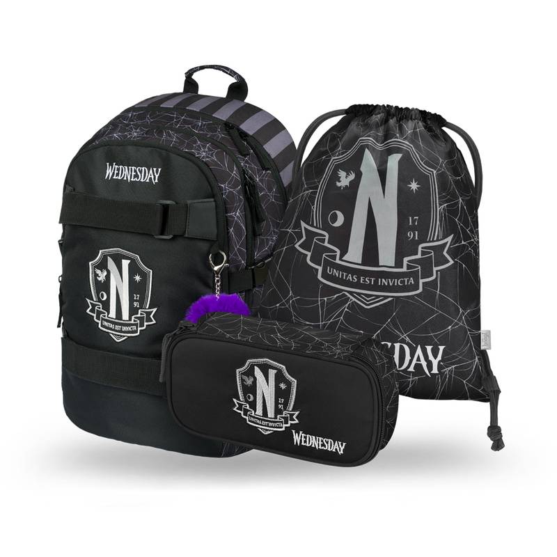 BAAGL SADA 3 Skate Wednesday Nevermore: batoh, penál, sáček BAAGL SADA 3 Skate Wednesday Nevermore: batoh, penál, sáček