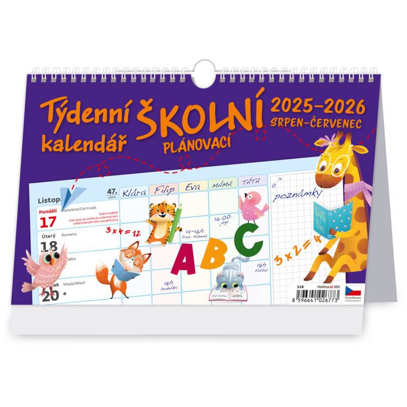 Týdenní školní plánovací kalendář, 2026 Týdenní školní plánovací kalendář, 2026