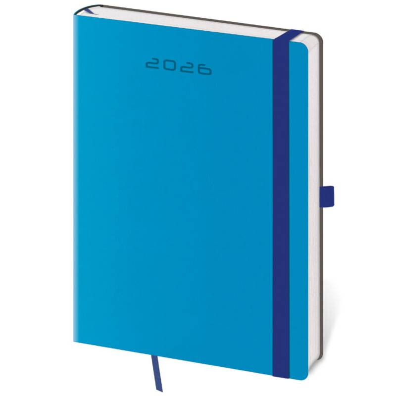 Denný diár A5 Flexies modrý s pútkom, 2026 Denný diár A5 Flexies modrý s pútkom, 2026