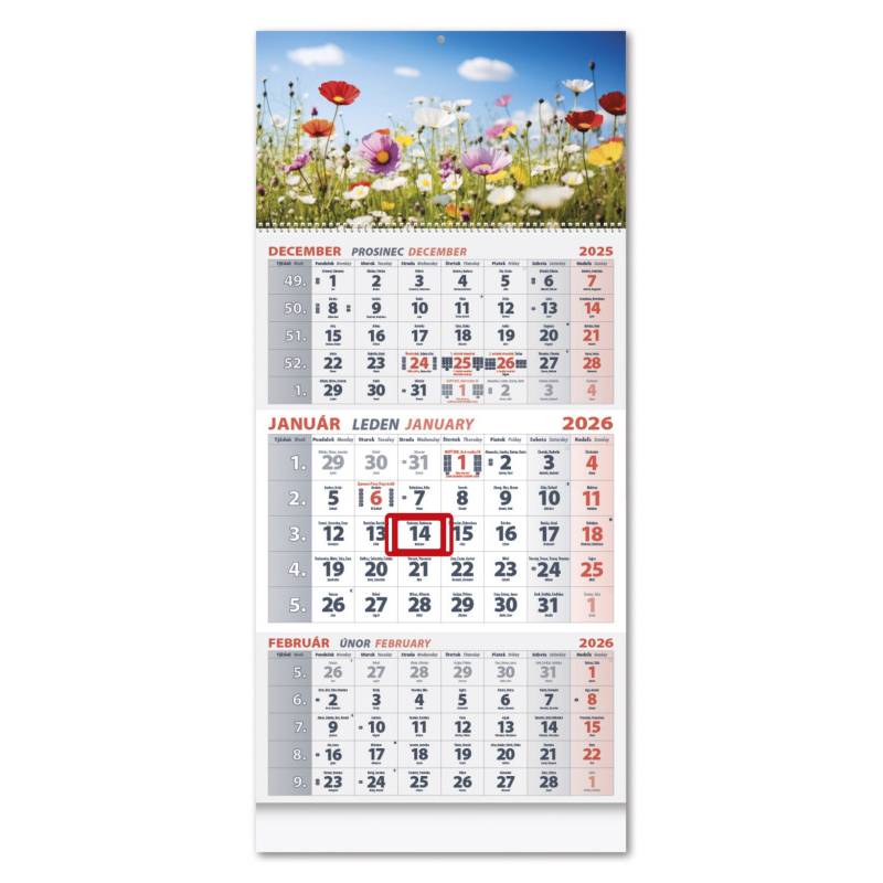 Nástenný kalendár TROJMESAČNÝ 2026 - Lúka Nástenný kalendár TROJMESAČNÝ 2026 - Lúka