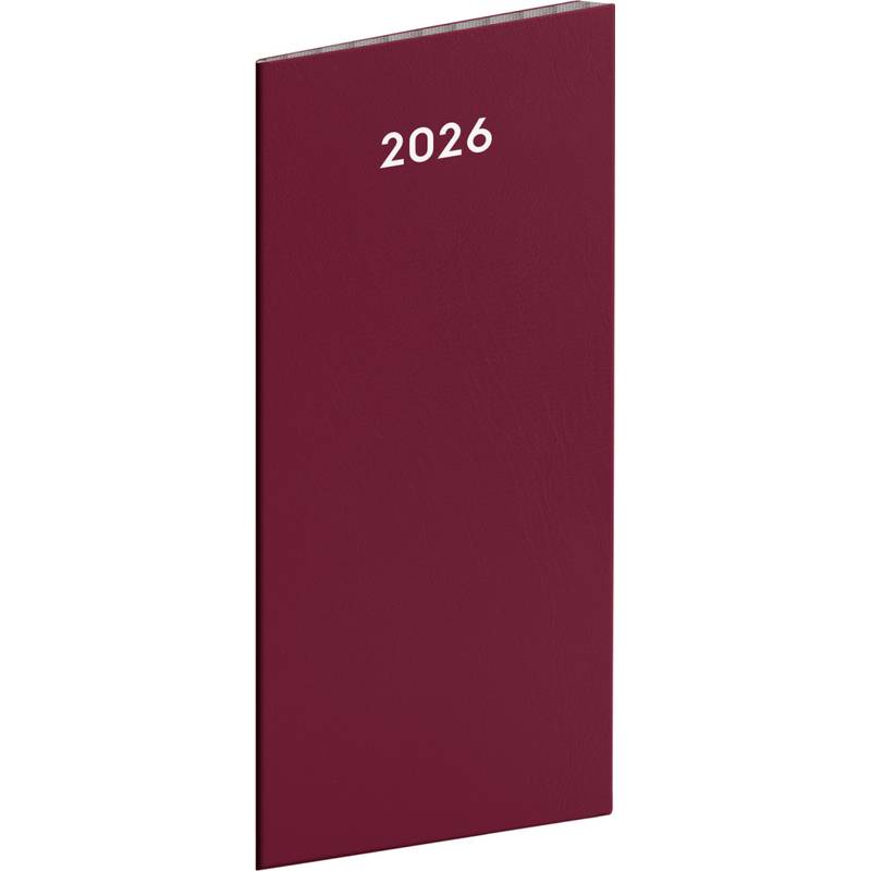 NOTIQUE Vreckový diár Vínový 2026, plánovací mesačný, 8 x 18 cm NOTIQUE Vreckový diár Vínový 2026, plánovací mesačný, 8 x 18 cm