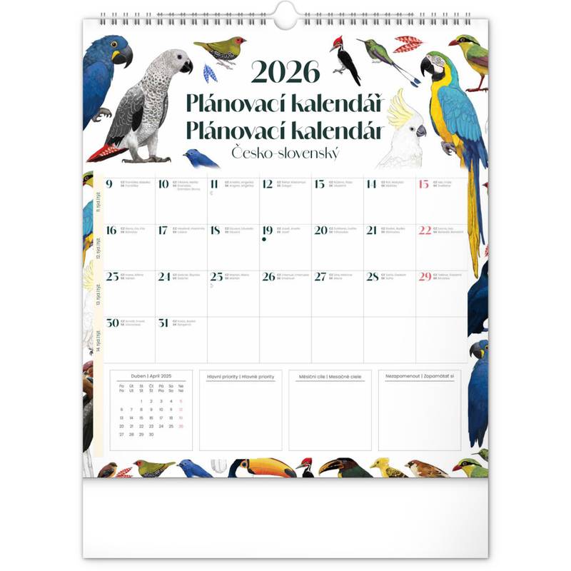 NOTIQUE Nástěnný plánovací kalendář Animalium CZ/SK 2026, 30 x 34 cm NOTIQUE Nástěnný plánovací kalendář Animalium CZ/SK 2026, 30 x 34 cm
