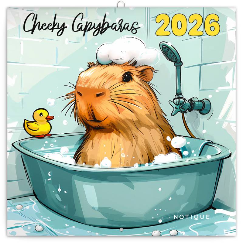NOTIQUE Poznámkový kalendář Rozpustilé kapybary 2026, 30 x 30 cm NOTIQUE Poznámkový kalendář Rozpustilé kapybary 2026, 30 x 30 cm