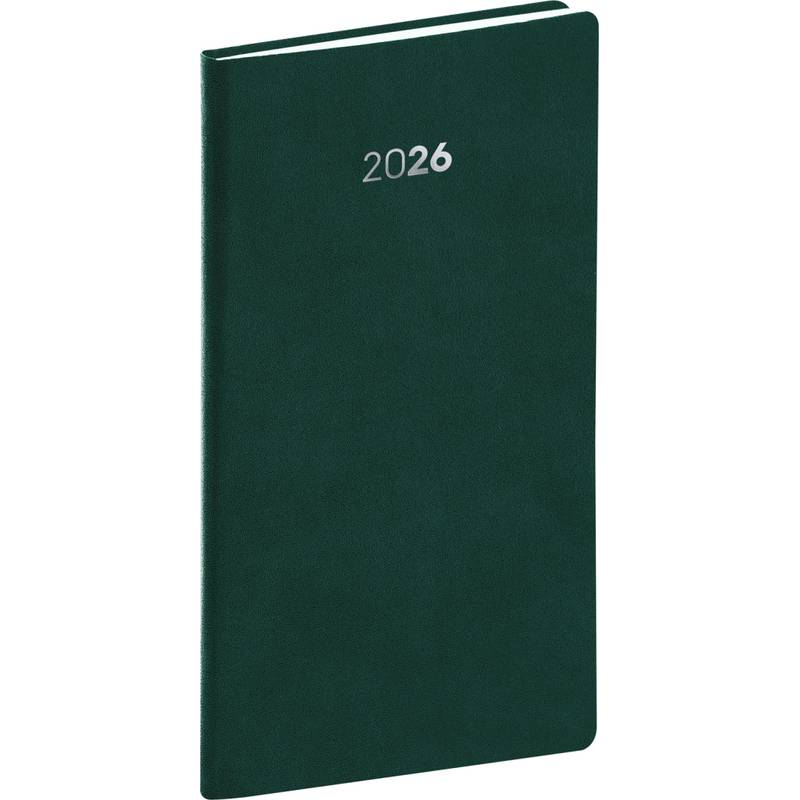 NOTIQUE Kapesní diář Balakon 2026, zelený, 9 x 15,5 cm NOTIQUE Kapesní diář Balakon 2026, zelený, 9 x 15,5 cm