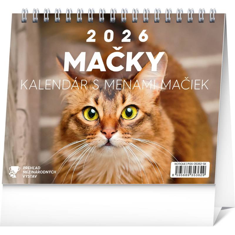 NOTIQUE Stolový kalendár Mačky – s menami mačiek 2026, 16,5 x 13 cm NOTIQUE Stolový kalendár Mačky – s menami mačiek 2026, 16,5 x 13 cm