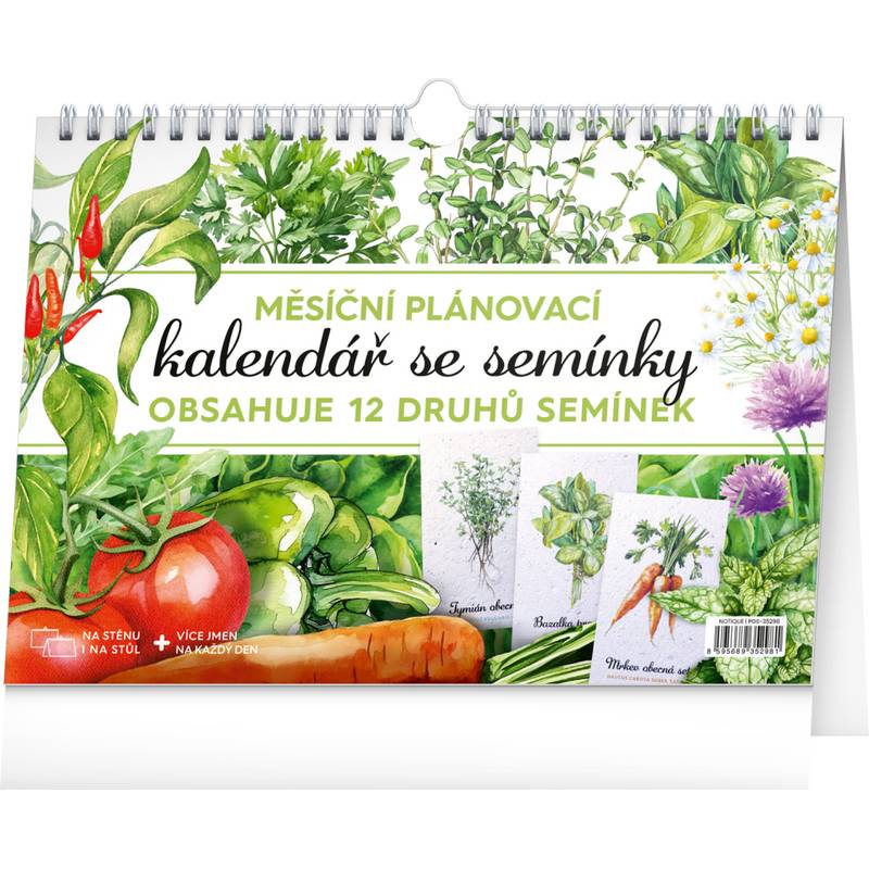NOTIQUE Měsíční plánovací kalendář se semínky CZ 2026, 30 x 21 cm NOTIQUE Měsíční plánovací kalendář se semínky CZ 2026, 30 x 21 cm