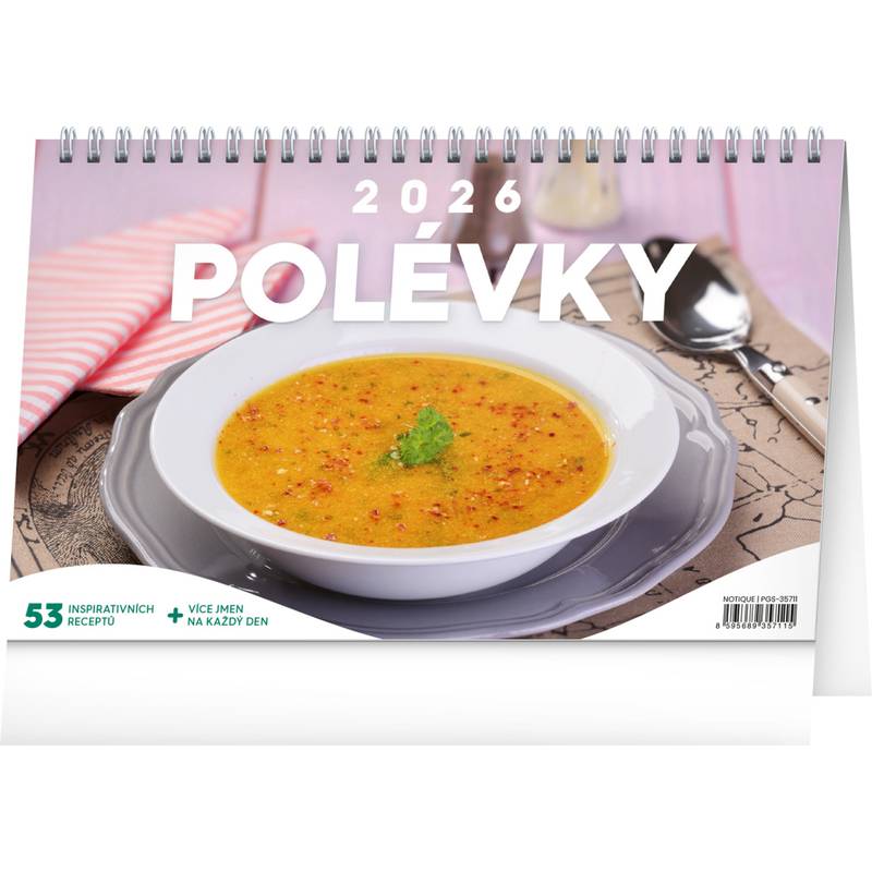 NOTIQUE Stolní kalendář Polévky CZ 2026, 23,1 x 14,5 cm NOTIQUE Stolní kalendář Polévky CZ 2026, 23,1 x 14,5 cm