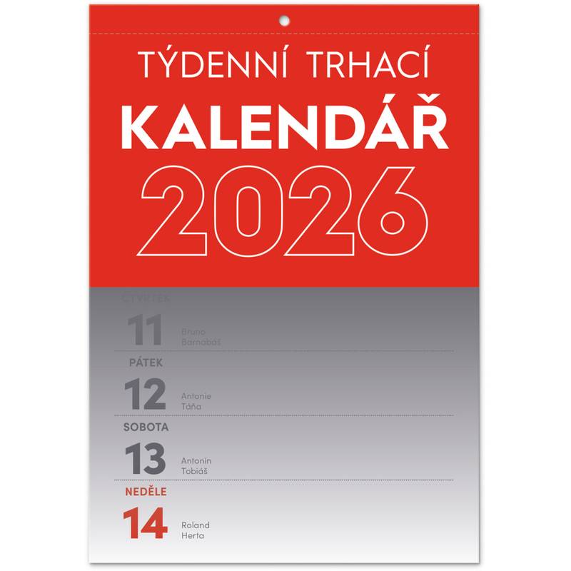 NOTIQUE Nástěnný kalendář Trhací týdenní CZ 2026, A5 NOTIQUE Nástěnný kalendář Trhací týdenní CZ 2026, A5