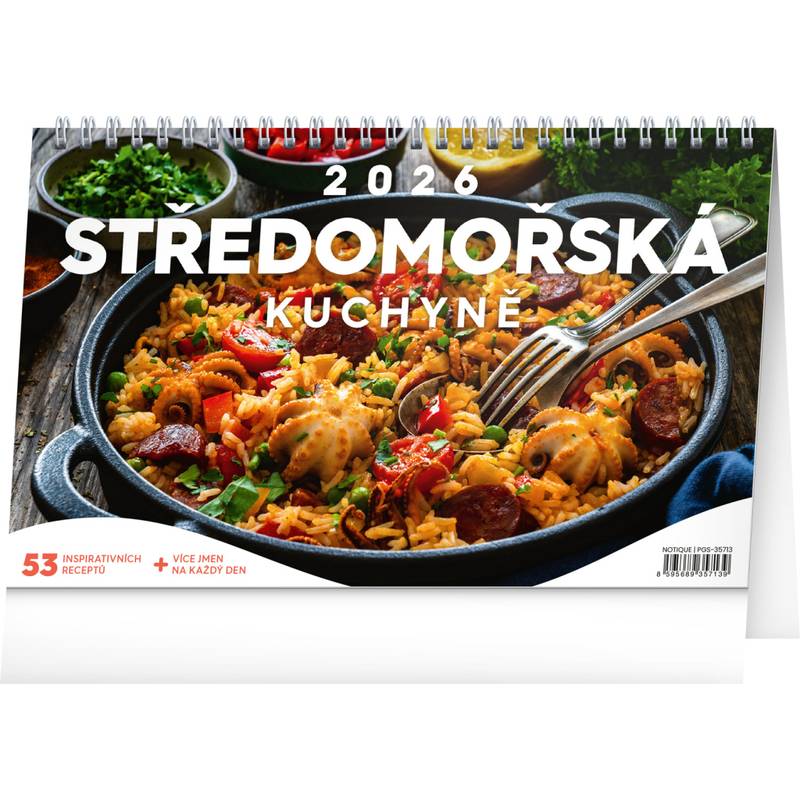 NOTIQUE Stolní kalendář Středomořská kuchyně CZ 2026, 23,1 x 14,5 cm NOTIQUE Stolní kalendář Středomořská kuchyně CZ 2026, 23,1 x 14,5 cm