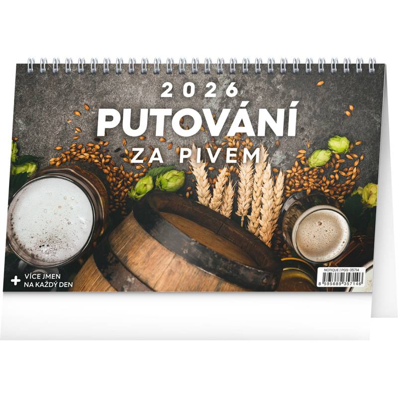 NOTIQUE Stolní kalendář Putování za pivem CZ 2026, 23,1 x 14,5 cm NOTIQUE Stolní kalendář Putování za pivem CZ 2026, 23,1 x 14,5 cm