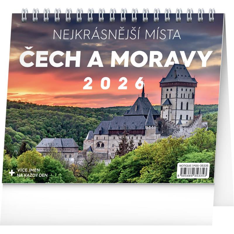 NOTIQUE Stolní kalendář Nejkrásnější místa Čech a Moravy CZ 2026, 16,5 x 13 cm NOTIQUE Stolní kalendář Nejkrásnější místa Čech a Moravy CZ 2026, 16,5 x 13 cm